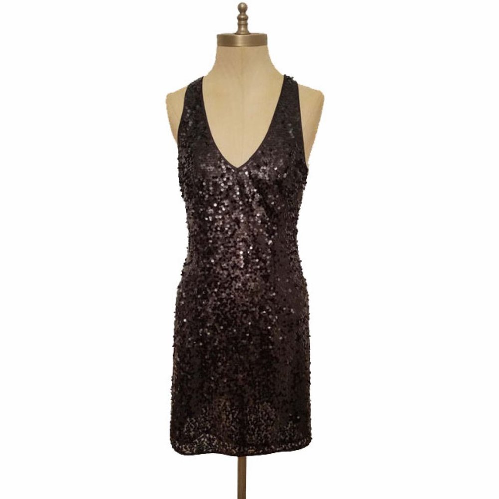 NWOT Mr Abbott Black Sequin Racerback Tank Dress S